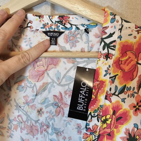 NWT Buffalo David Bitton Jasmine Kimono Fall Clr Burst Swim Cover Up Hawaiian S - Picture 2 of 8